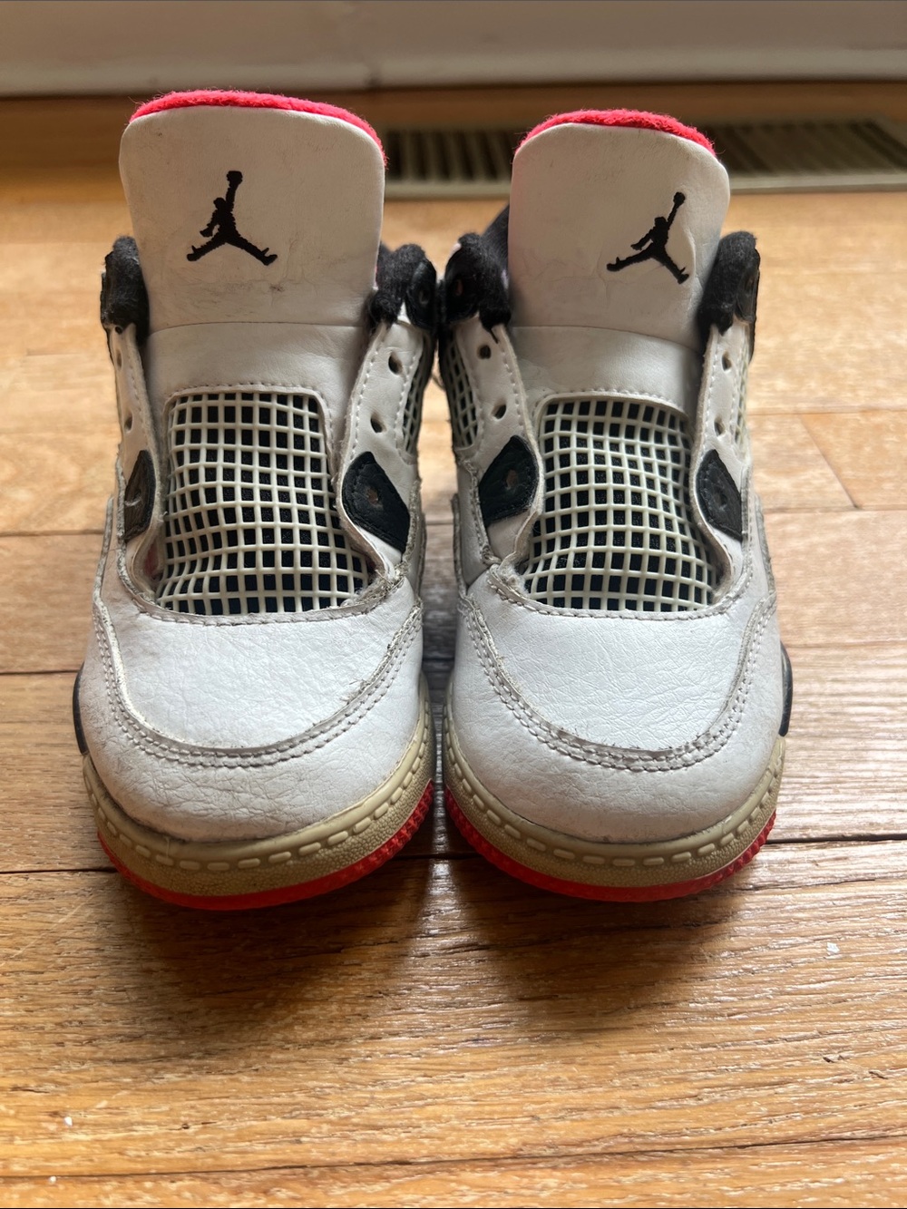 Jordan Kids White Black Red Retro Style Sneakers